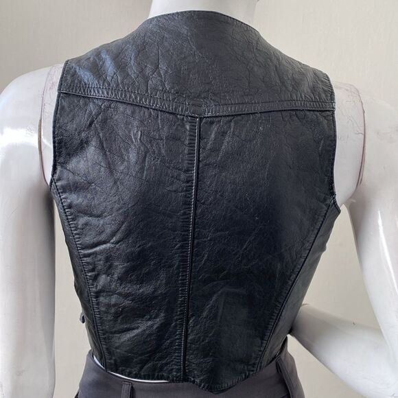 NOT FOR SALE Vintage Berman’s the Leather Experts Black Cropped Women’s Vest - Picture 3 of 6